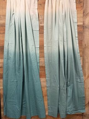 2 Curtain Panels Threshold by Target Ombre Cotton in Seafoam & Cream 54 x 77”